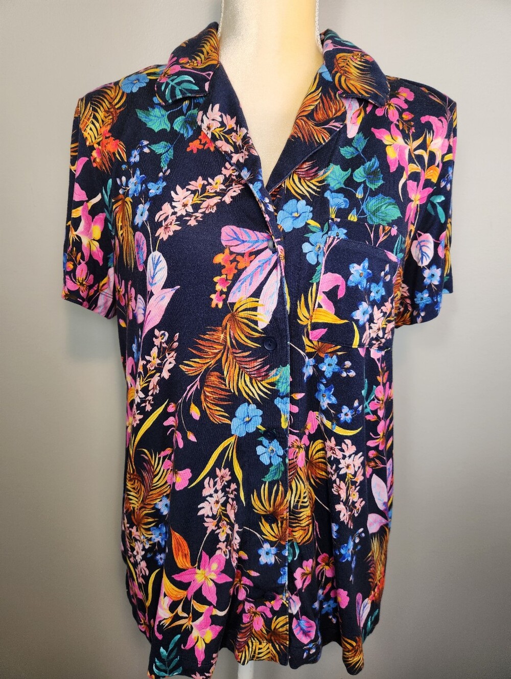 Soma Cool Nights Tropical Pajama Top Size L